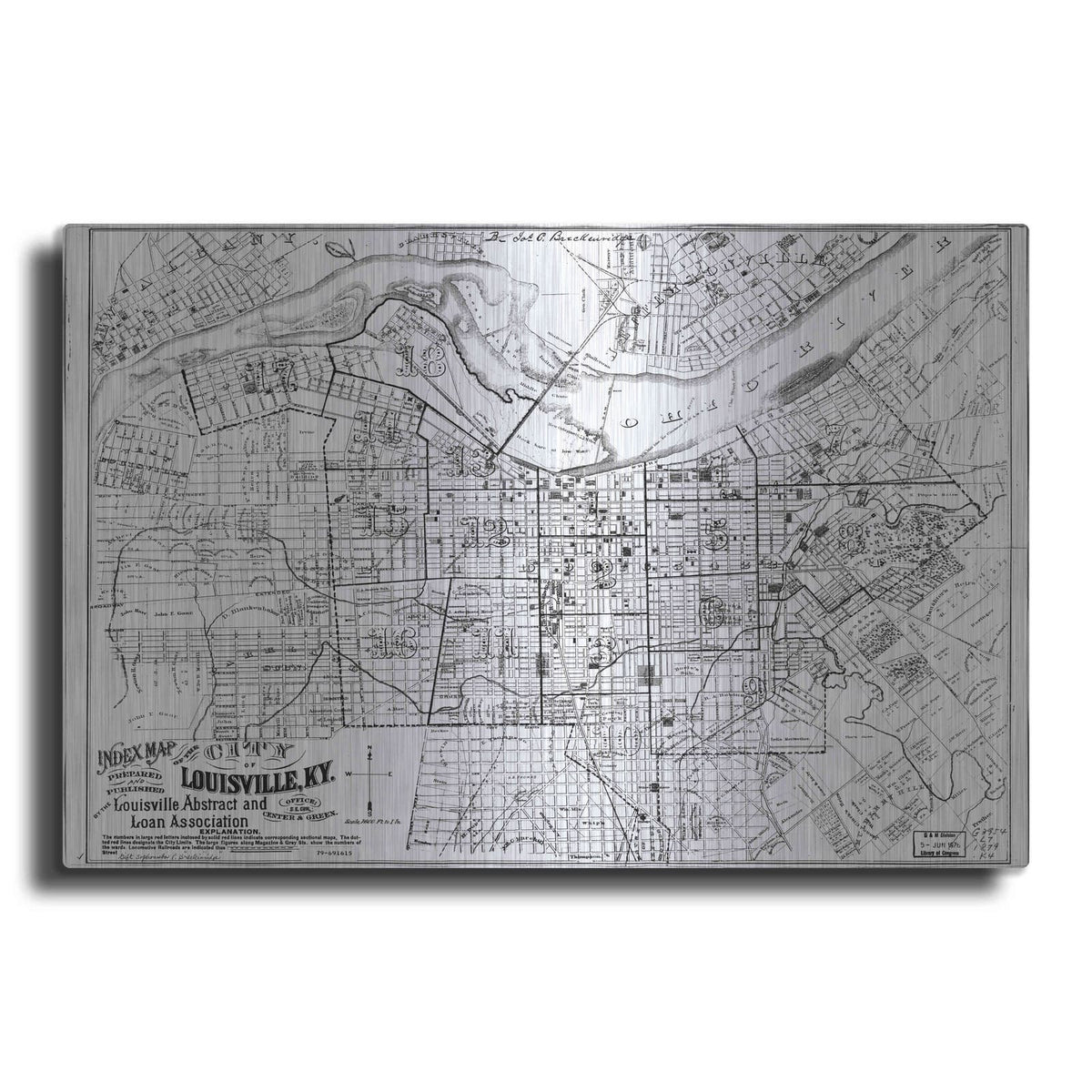 'Map of Louisville, KY 1879' by Historical Portfolio – Metal Wall Art