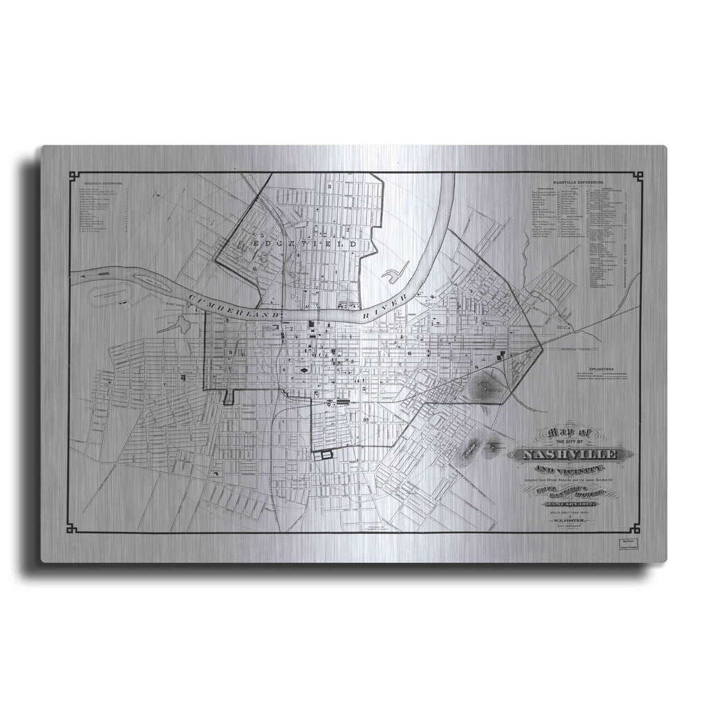 'Map of Nashville 1877' by Historical Portfolio – Metal Wall Art
