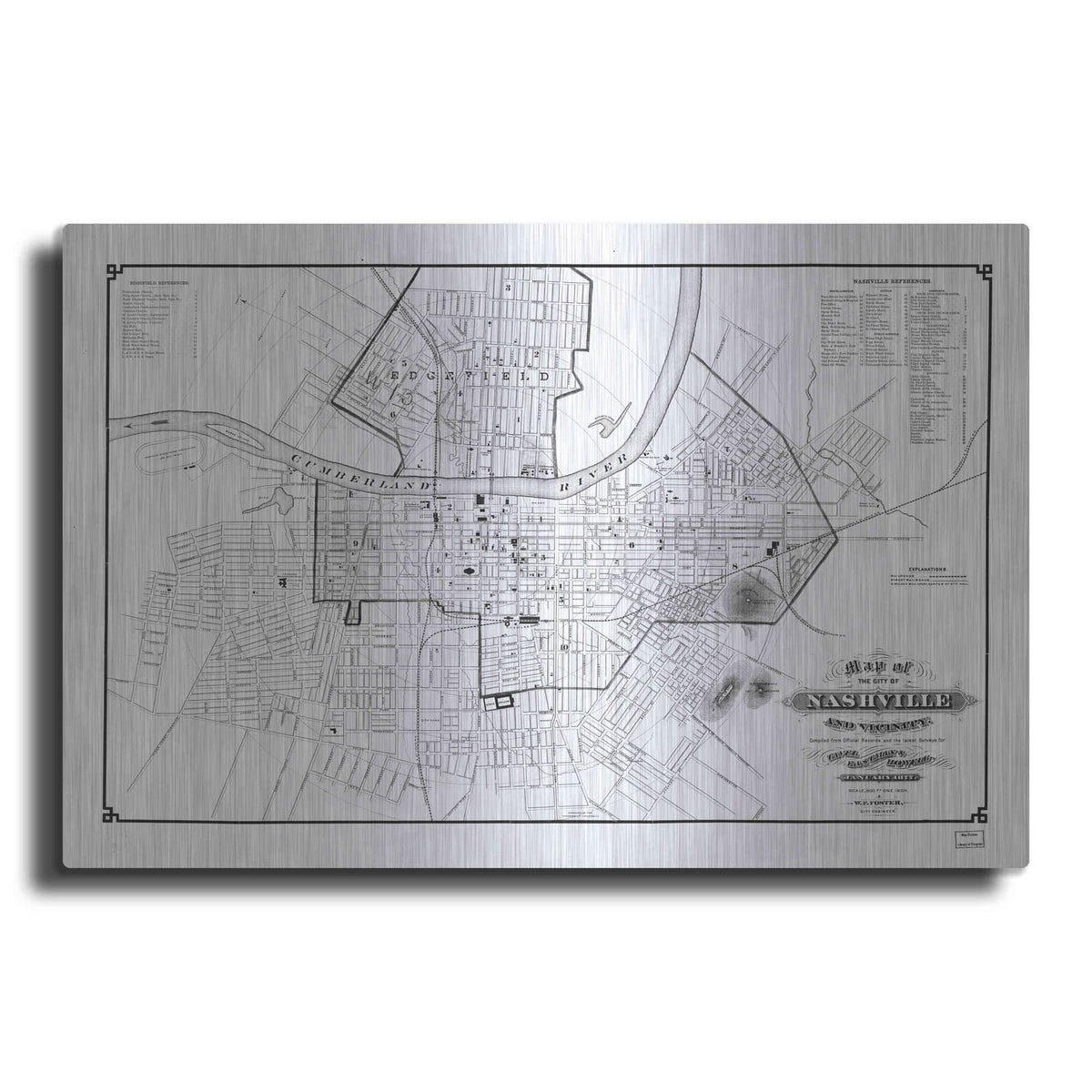 'Map of Nashville 1877' by Historical Portfolio – Metal Wall Art