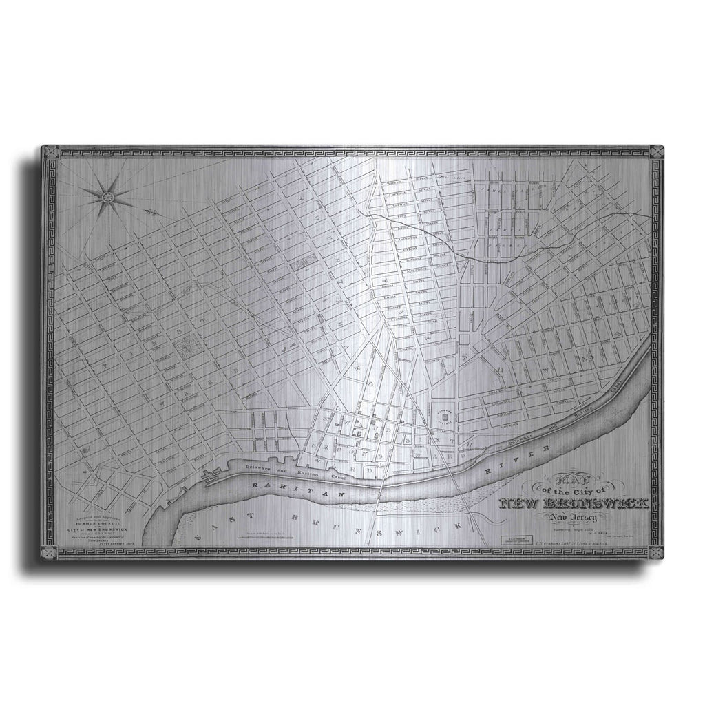 'Map of New Brunswick, NJ 1836' by Historical Portfolio – Metal Wall Art
