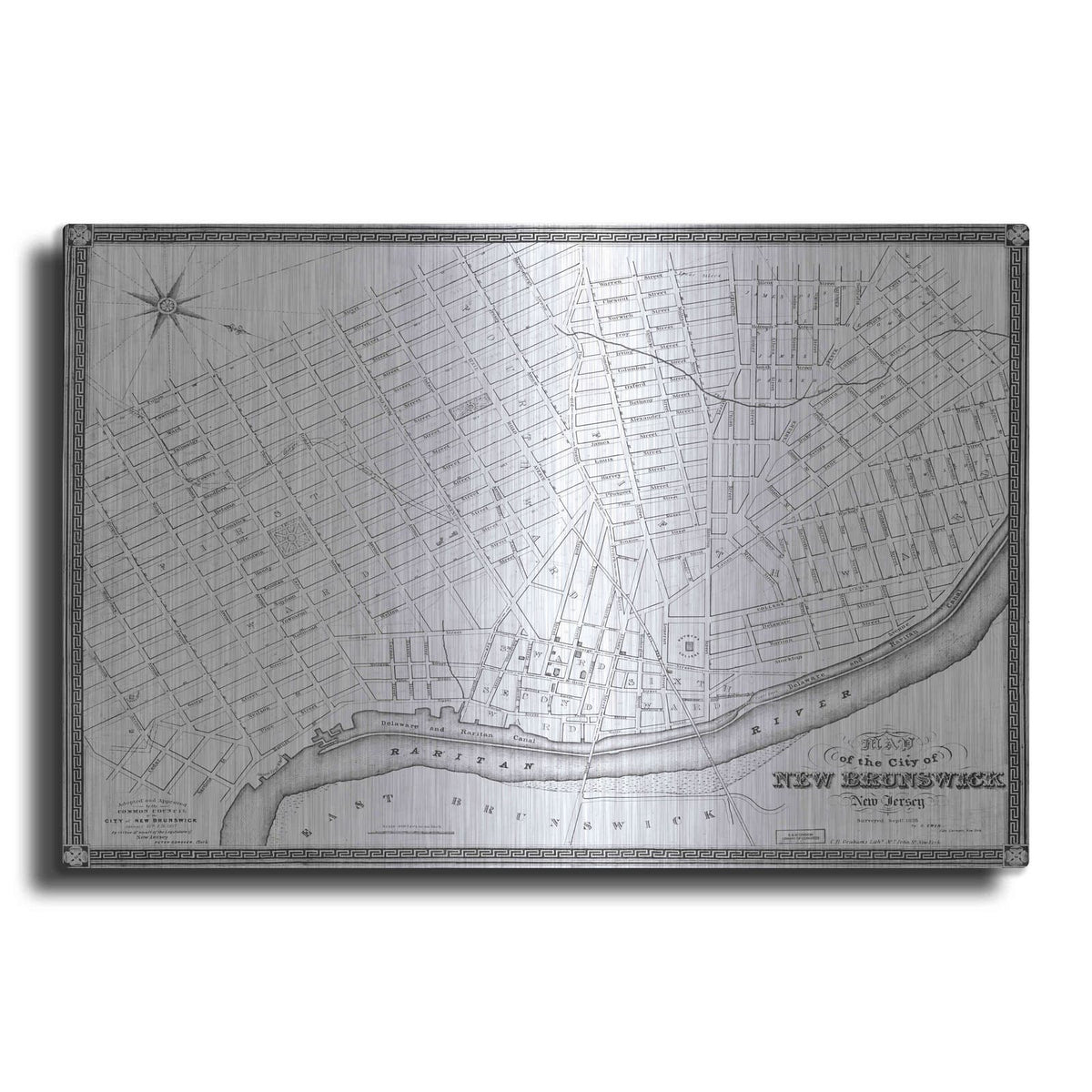 'Map of New Brunswick, NJ 1836' by Historical Portfolio – Metal Wall Art