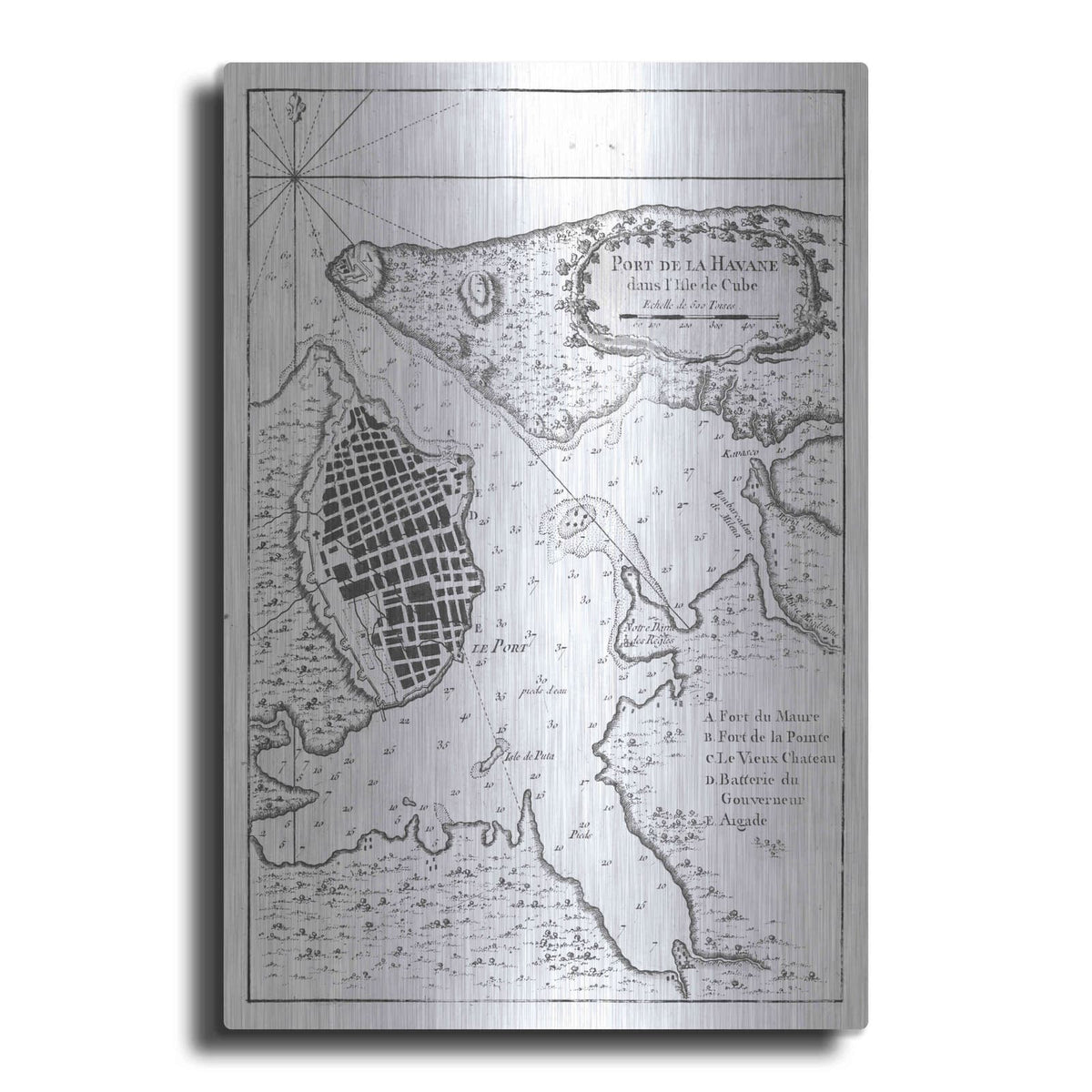 'Petite Map of the Port of Havana' by Historical Portfolio – Metal Wall Art