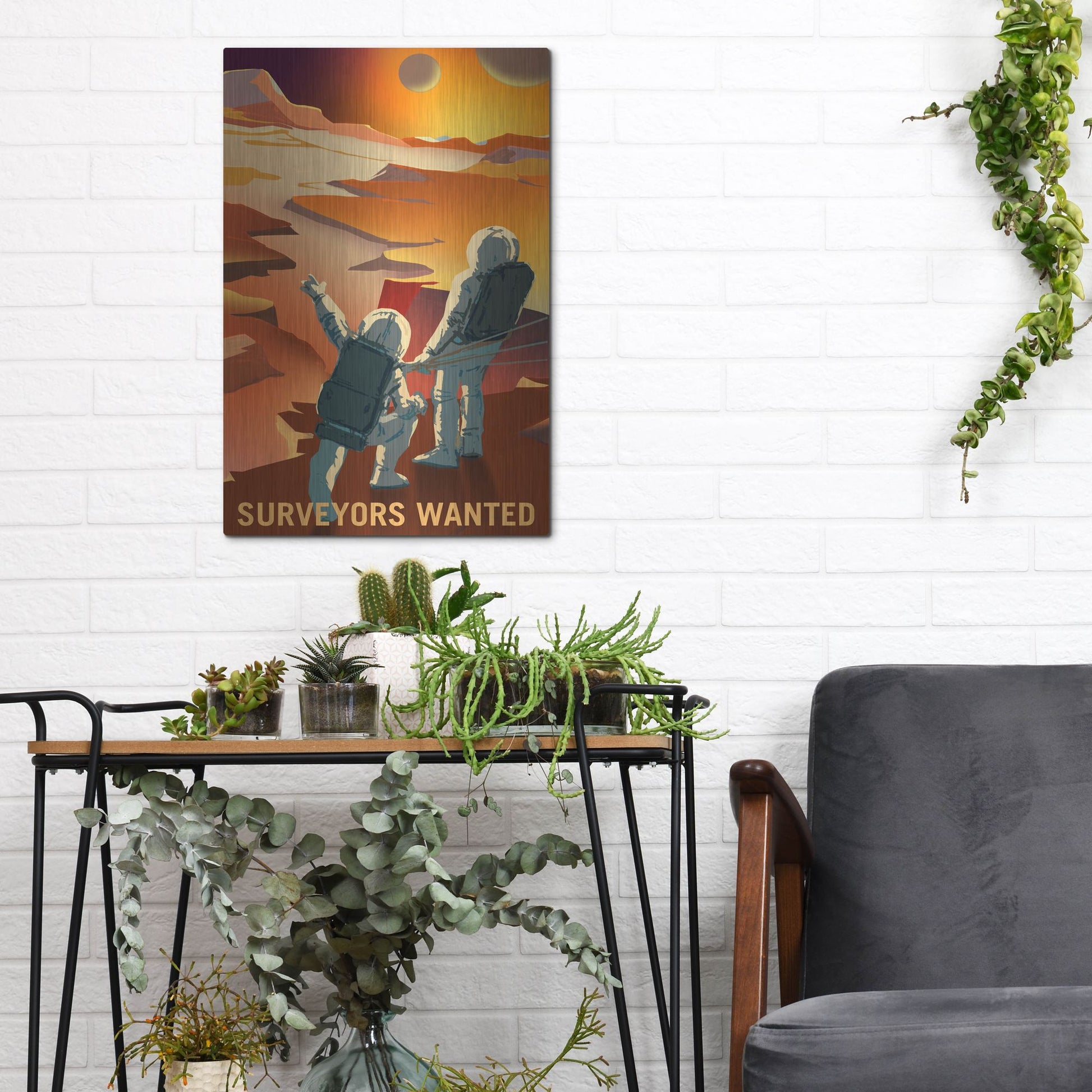 Luxe Metal Art 'Mars Explorer Series: Surveyors Wanted' Metal Wall Art,12x16