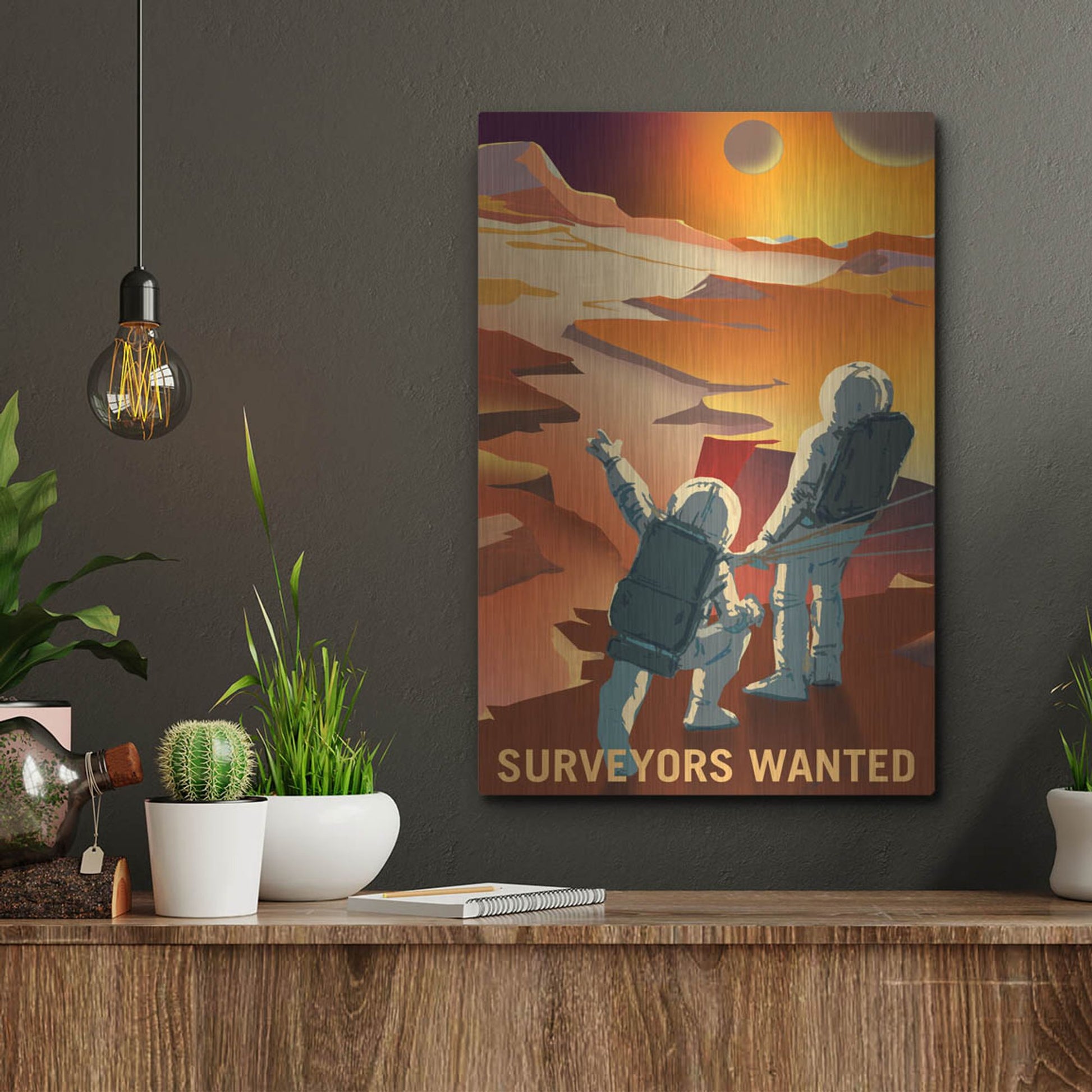 Luxe Metal Art 'Mars Explorer Series: Surveyors Wanted' Metal Wall Art,12x16