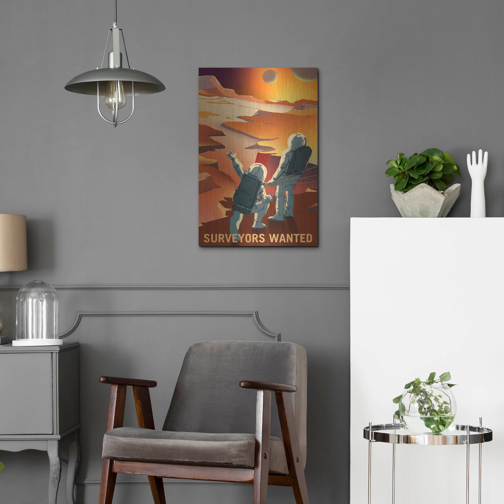 Luxe Metal Art 'Mars Explorer Series: Surveyors Wanted' Metal Wall Art,16x24
