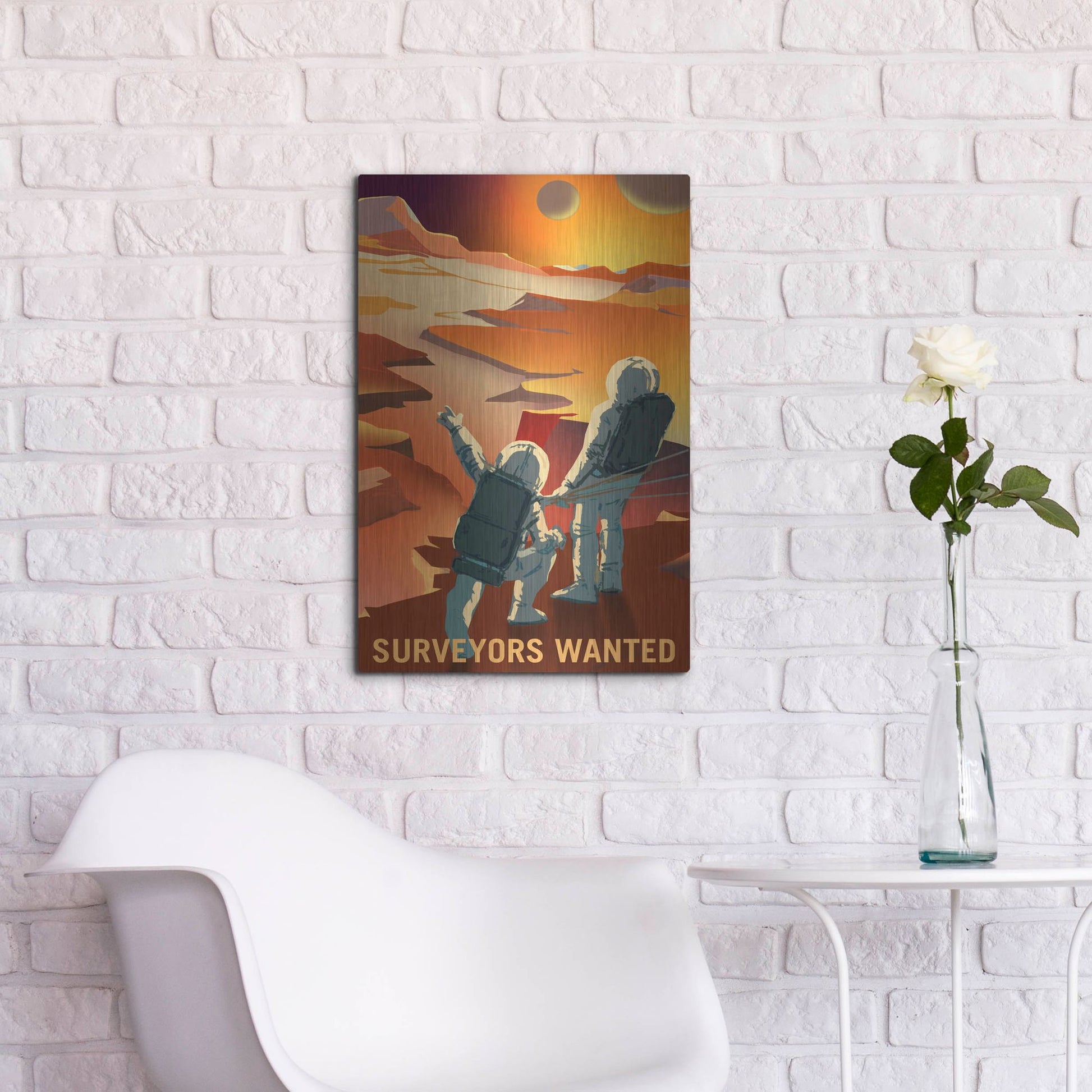 Luxe Metal Art 'Mars Explorer Series: Surveyors Wanted' Metal Wall Art,16x24