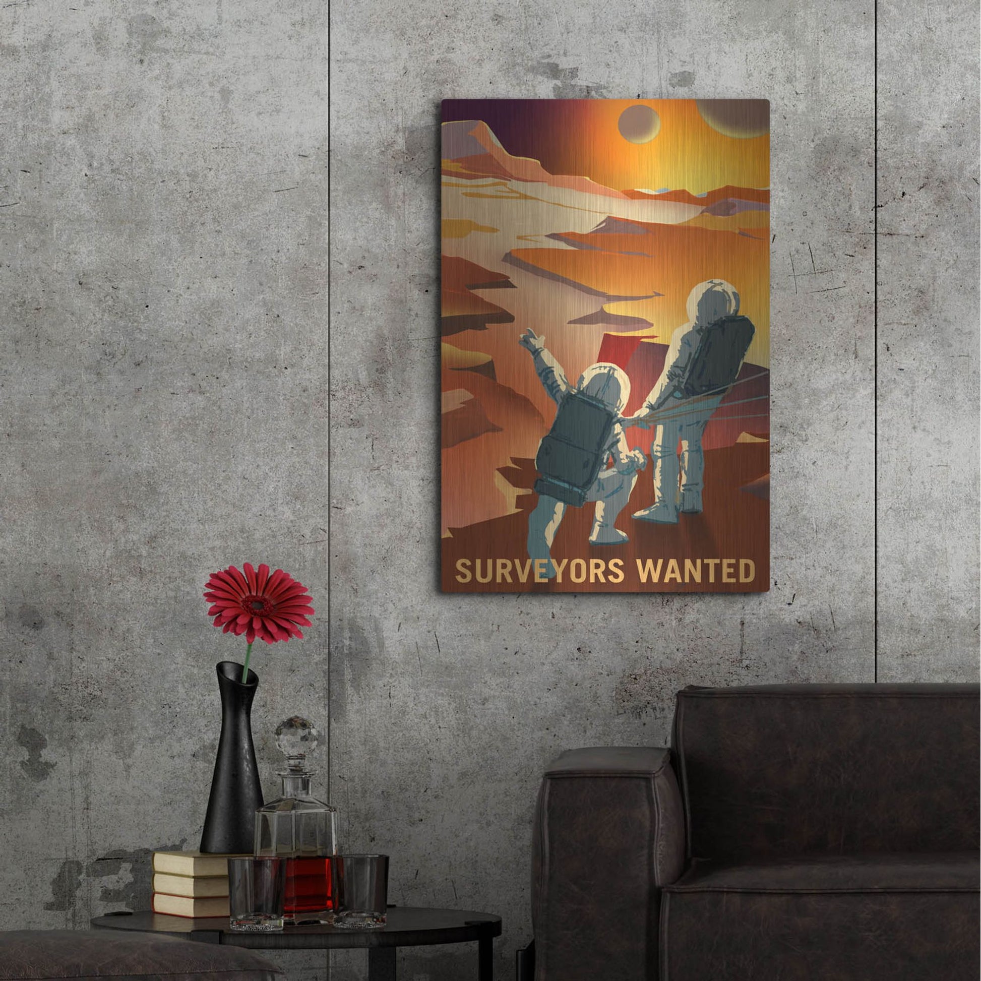 Luxe Metal Art 'Mars Explorer Series: Surveyors Wanted' Metal Wall Art,24x36