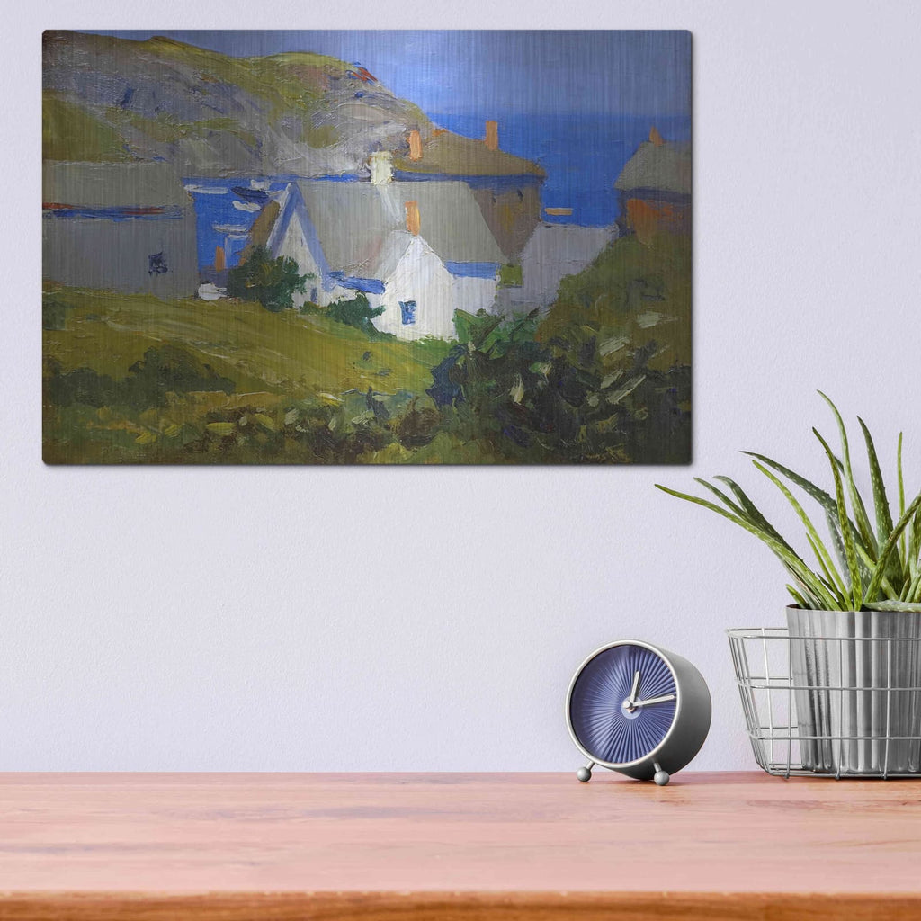 'Monhegan Houses, Maine, 1916-1919' by Edward Hopper – Metal Wall Art, 16x12 room view