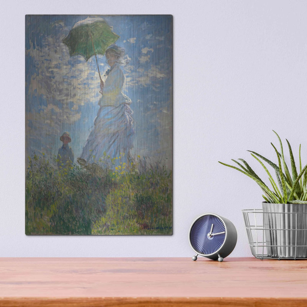 'Woman With A Parasol' by Claude Monet – Metal Wall Art, 12x16 room view