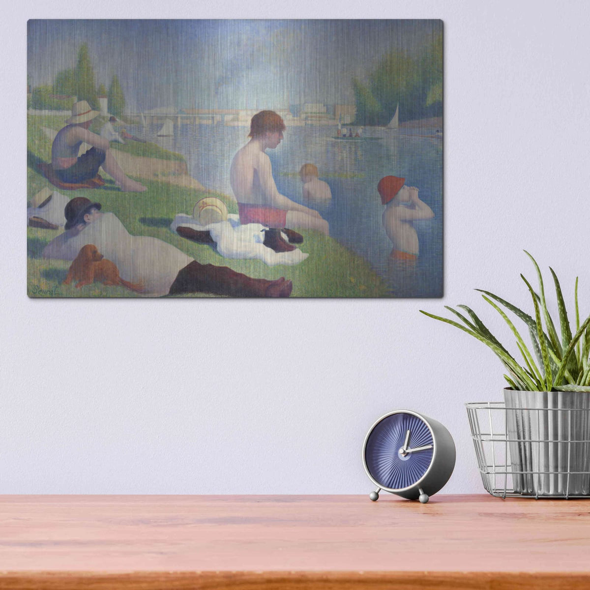 'Bathers At Asnieres' by Georges Seurat – Metal Wall Art, 16x12 room view