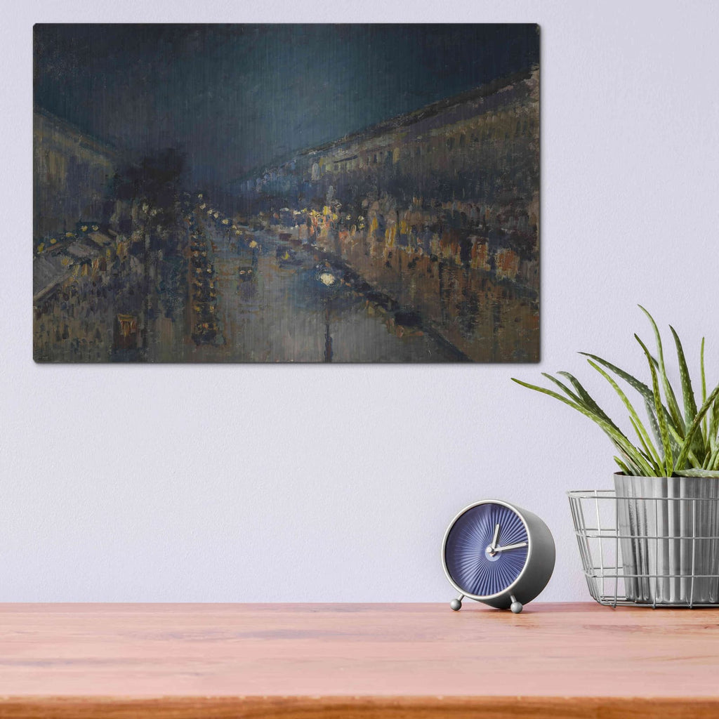 'Boulevard Montmartre At Night, 1897' by MASTERS – Metal Wall Art, 16x12 room view