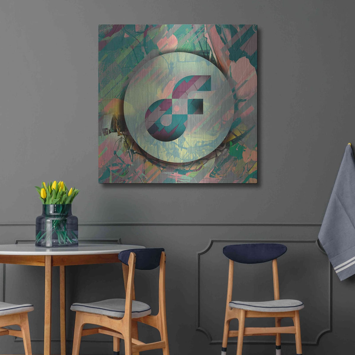 'Pastel Flow Crypto' by Valentyn Artemenko – Metal Wall Art, 36x36 room view
