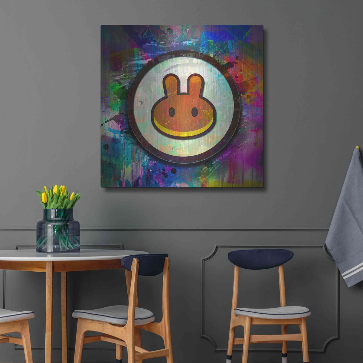 'Pancake Swap Crypto' by Valentyn Artemenko – Metal Wall Art, 36x36 room view