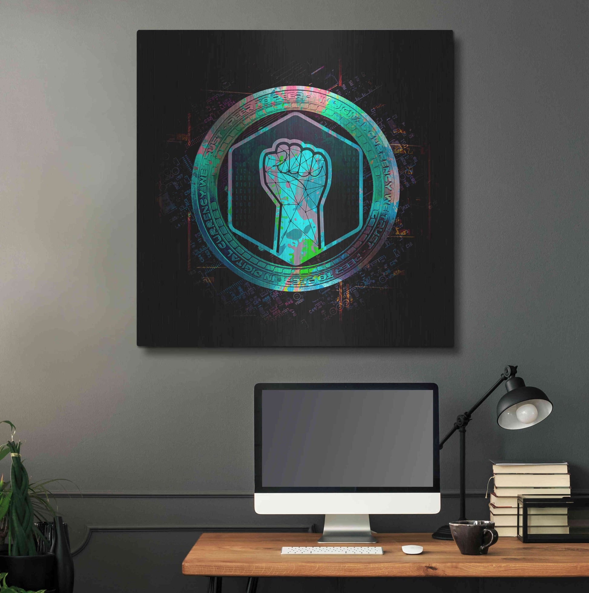 Luxe Metal Art 'Metahero Crypto' by Luxe Metal Art Portfolio,36x36