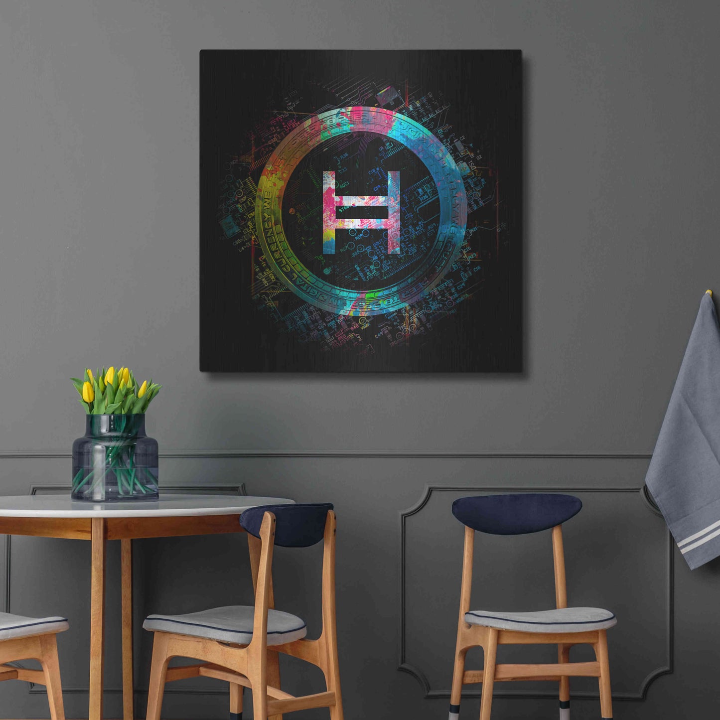 Luxe Metal Art 'HBAR Hedera Crypto' by Luxe Metal Art Portfolio,36x36