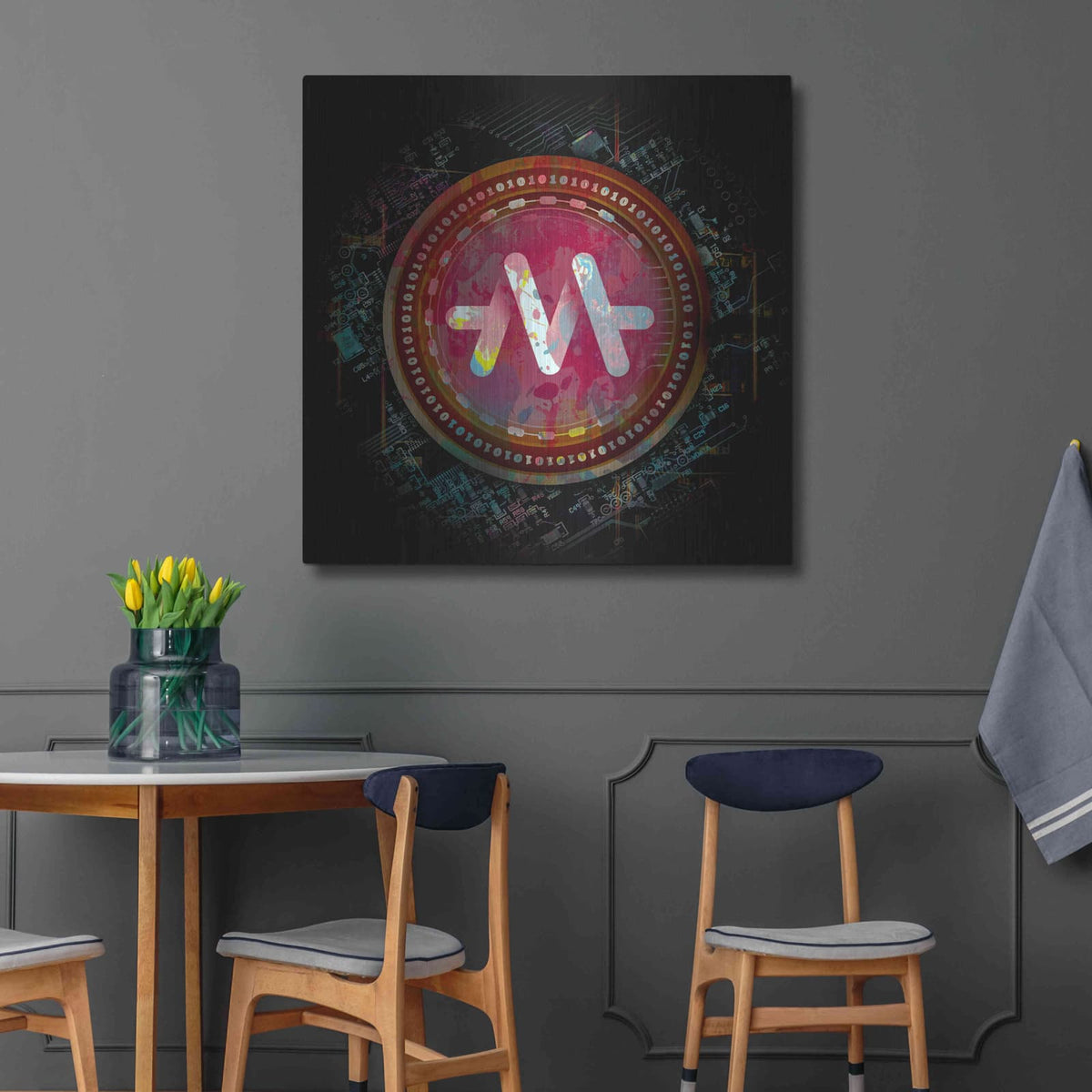 'Meld Crypto' by Valentyn Artemenko – Metal Wall Art, 36x36 room view