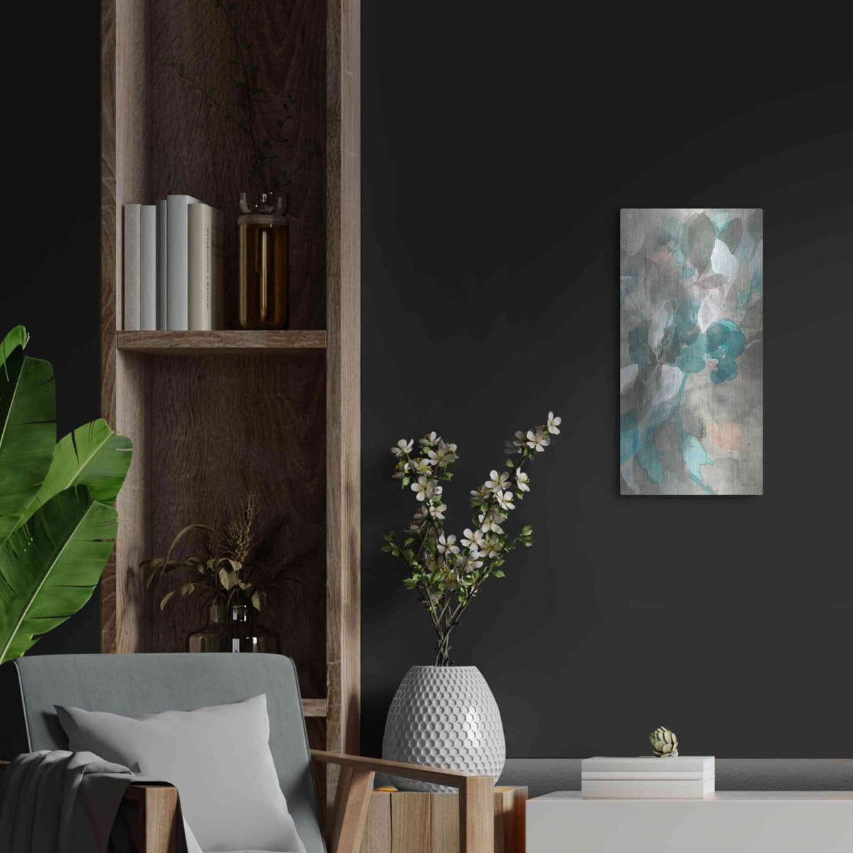 'Abstract Nature III' by Danhui Nai – Metal Wall Art, 12x24 room view