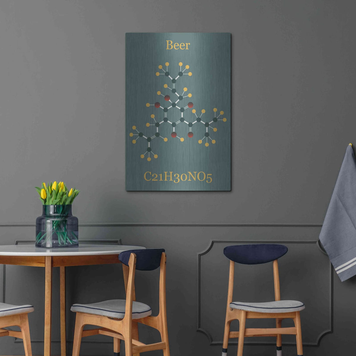 'Beer Molecule II' by Maxim – Metal Wall Art, 24x36 room view