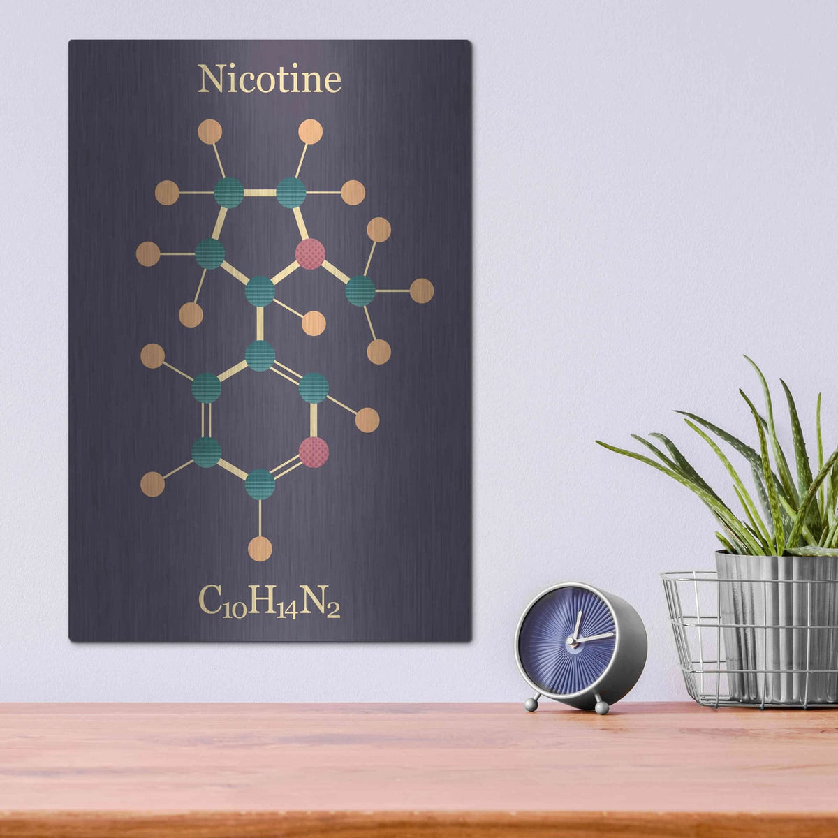 'Nicotine Molecule' by Maxim – Metal Wall Art, 12x16 room view