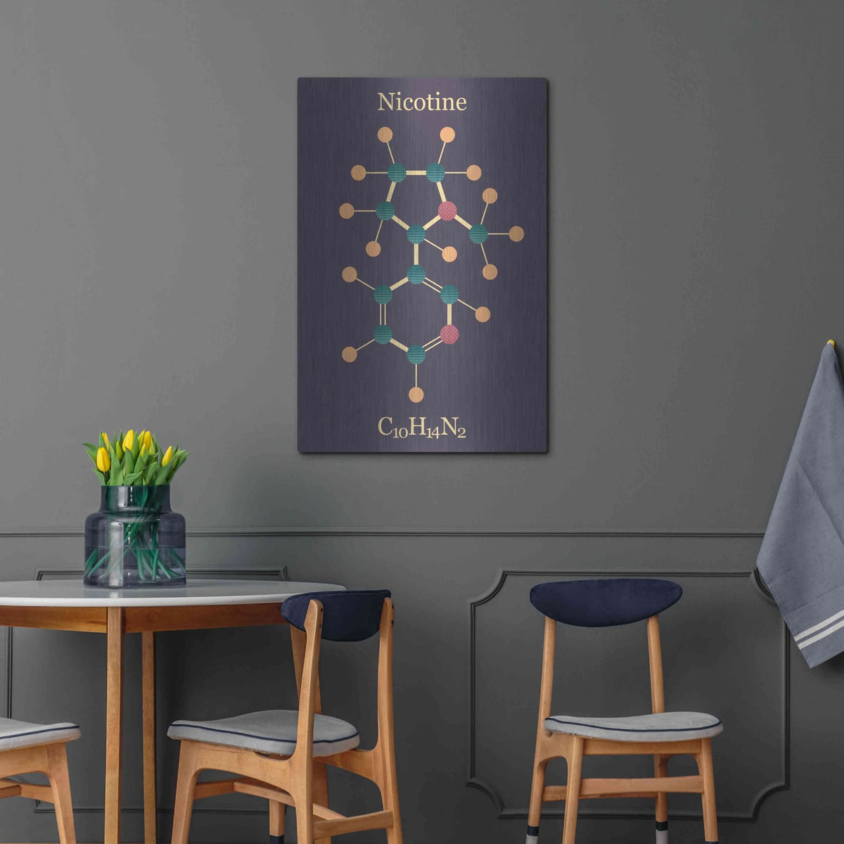 'Nicotine Molecule' by Maxim – Metal Wall Art, 24x36 room view