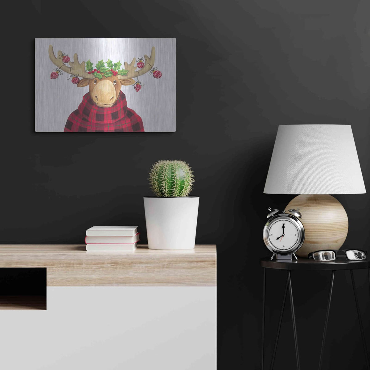 'Christmas Moose' by Diane Kater – Metal Wall Art, 24x16 room view