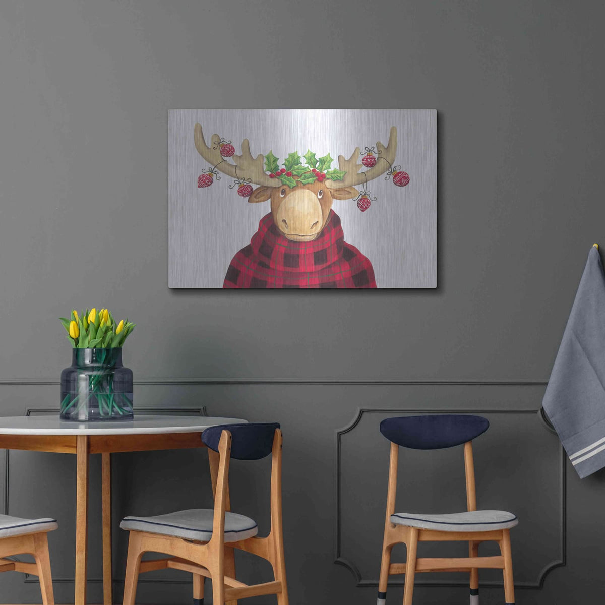'Christmas Moose' by Diane Kater – Metal Wall Art, 36x24 room view