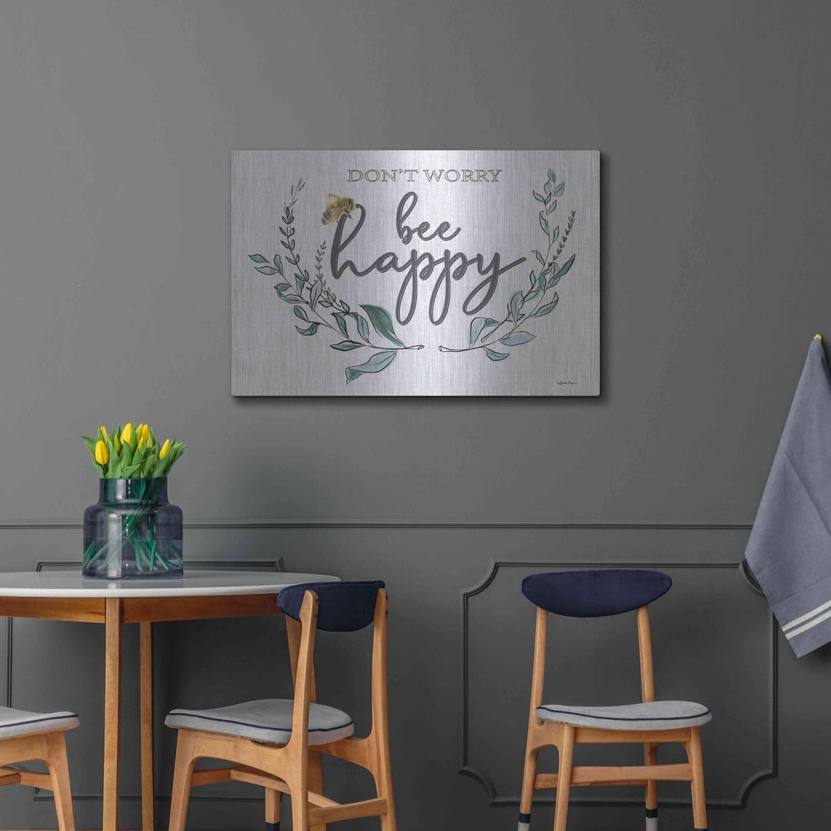 'Don'T Worry Bee Happy' by Susie Boyer – Metal Wall Art, 36x24 room view