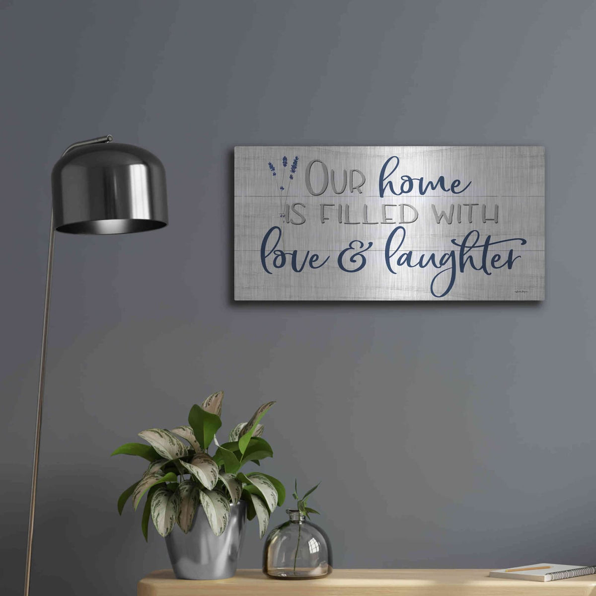'Our Home' by Susie Boyer – Metal Wall Art, 24x12 room view