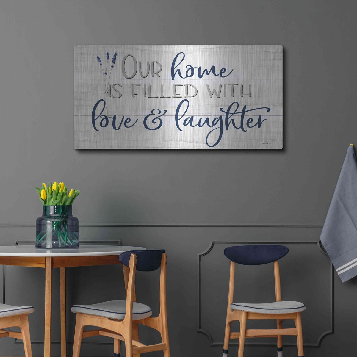 'Our Home' by Susie Boyer – Metal Wall Art, 48x24 room view