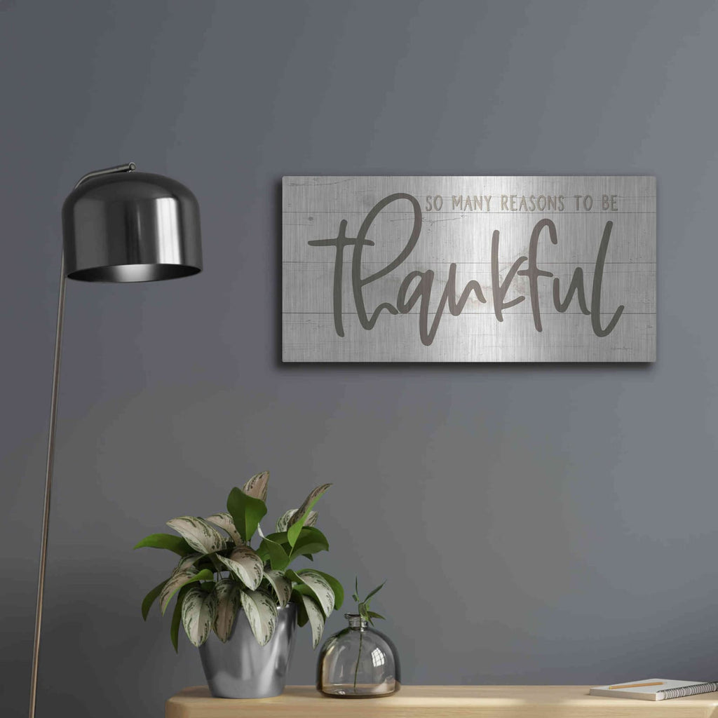 'So Many Reasons To Be Thankful' by Susie Boyer – Metal Wall Art, 24x12 room view