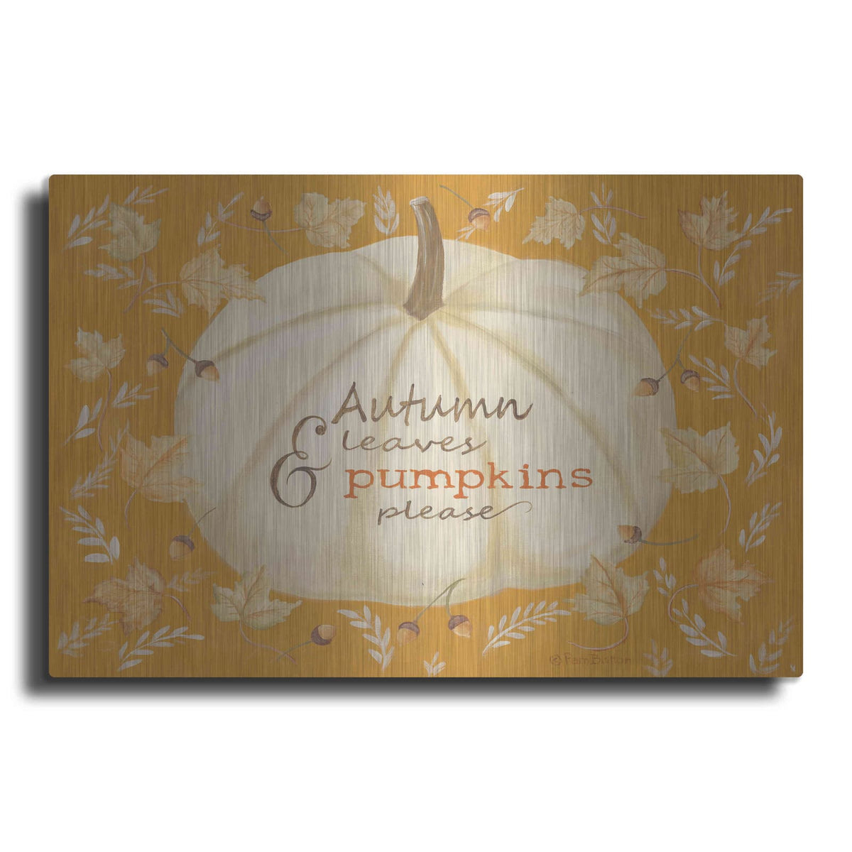 'Autumn Leaves & Pumpkin' by Pam Britton – Metal Wall Art