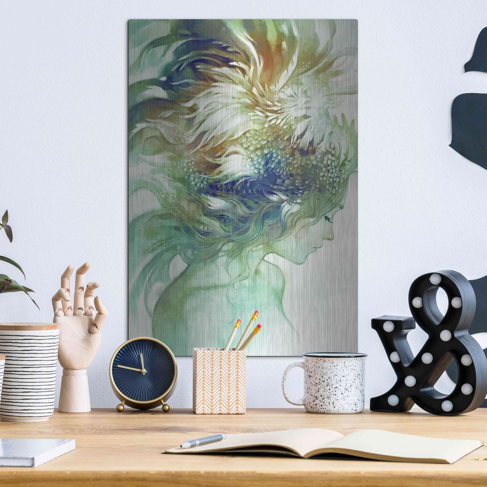 Luxe Metal Art 'Comb' by Anna Dittman, Metal Wall Art,12x16