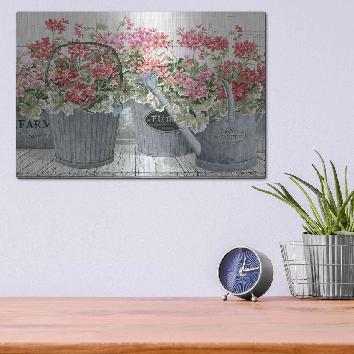 'Potted Geranium Mix II' by Cindy Jacobs – Metal Wall Art, 16x12 room view