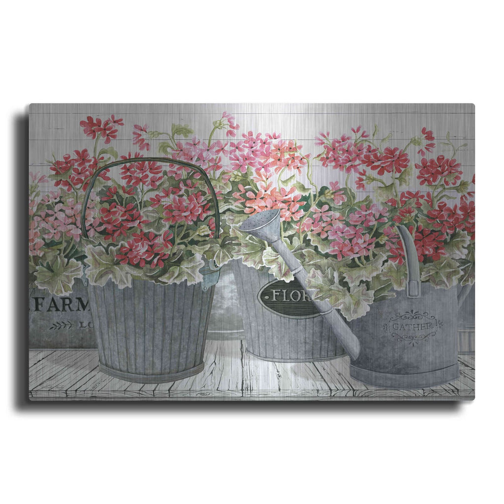 'Potted Geranium Mix II' by Cindy Jacobs – Metal Wall Art