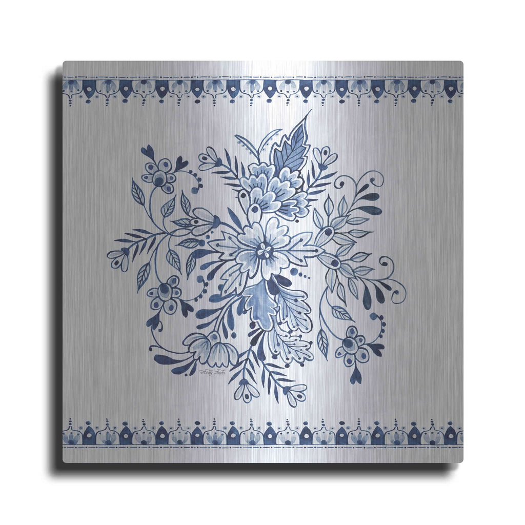 'Navy Floral III' by Cindy Jacobs – Metal Wall Art