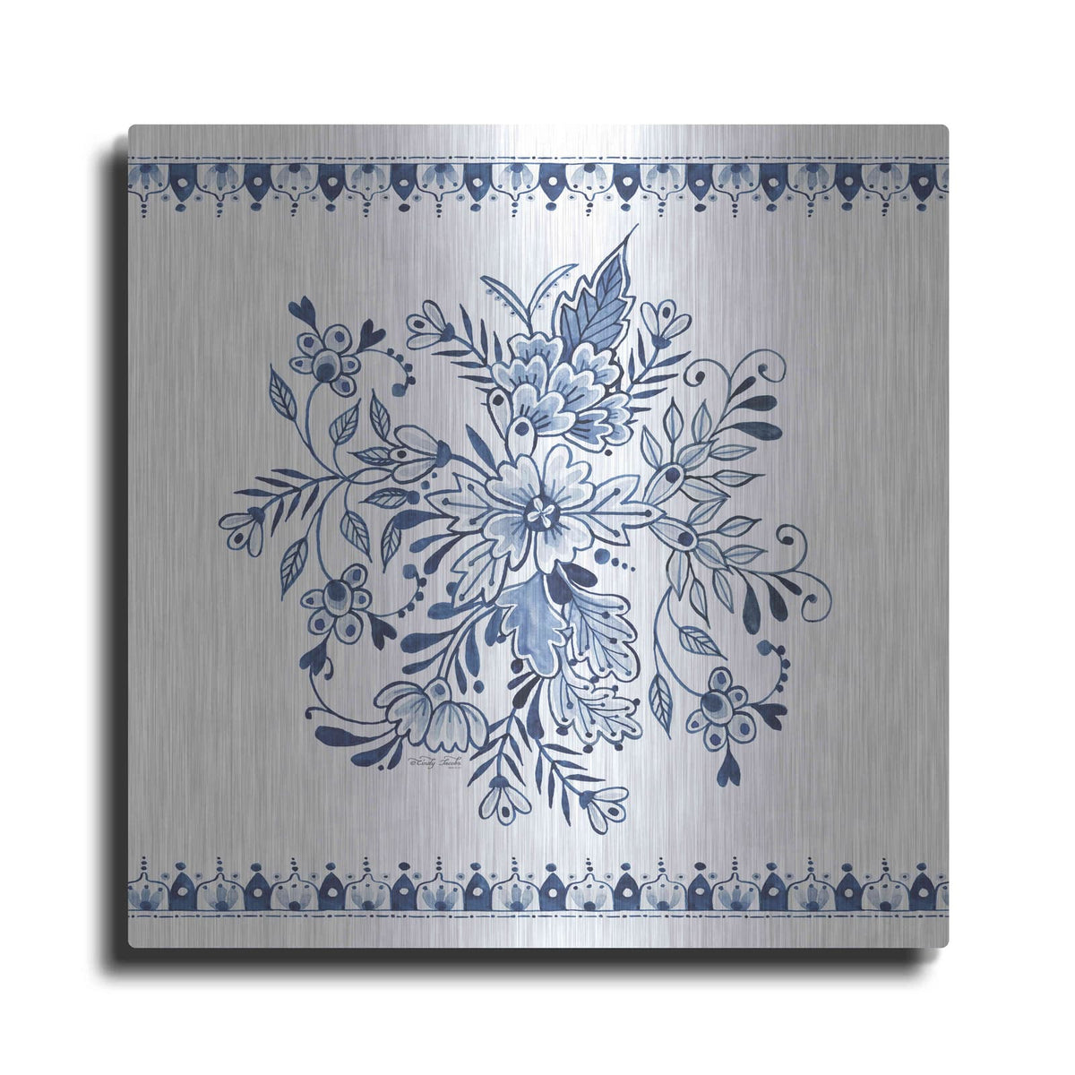 'Navy Floral III' by Cindy Jacobs – Metal Wall Art