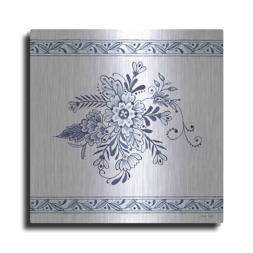'Navy Floral IV' by Cindy Jacobs – Metal Wall Art