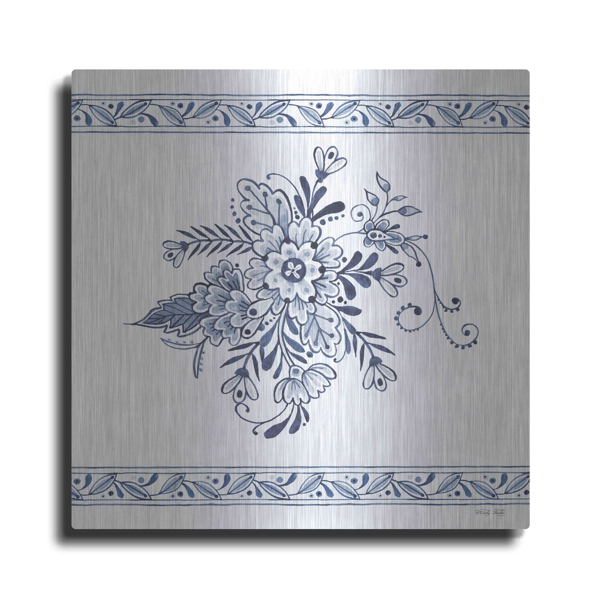'Navy Floral IV' by Cindy Jacobs – Metal Wall Art