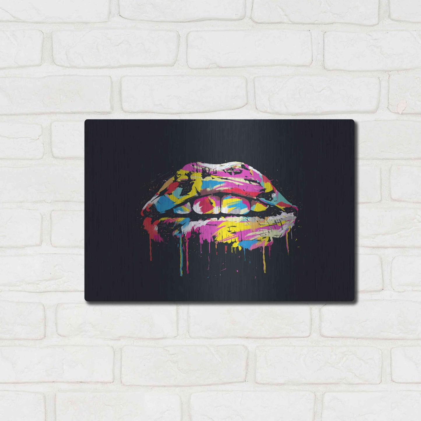 Luxe Metal Art 'Colorful Lips' by Balazs Solti, Metal Wall Art,16x12