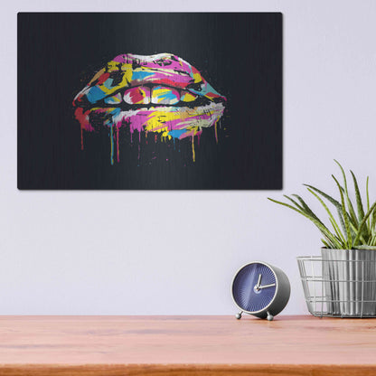 Luxe Metal Art 'Colorful Lips' by Balazs Solti, Metal Wall Art,16x12