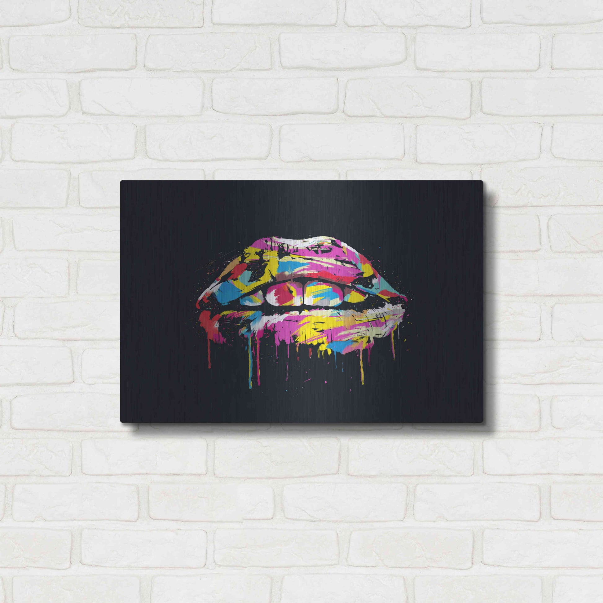 Luxe Metal Art 'Colorful Lips' by Balazs Solti, Metal Wall Art,24x16