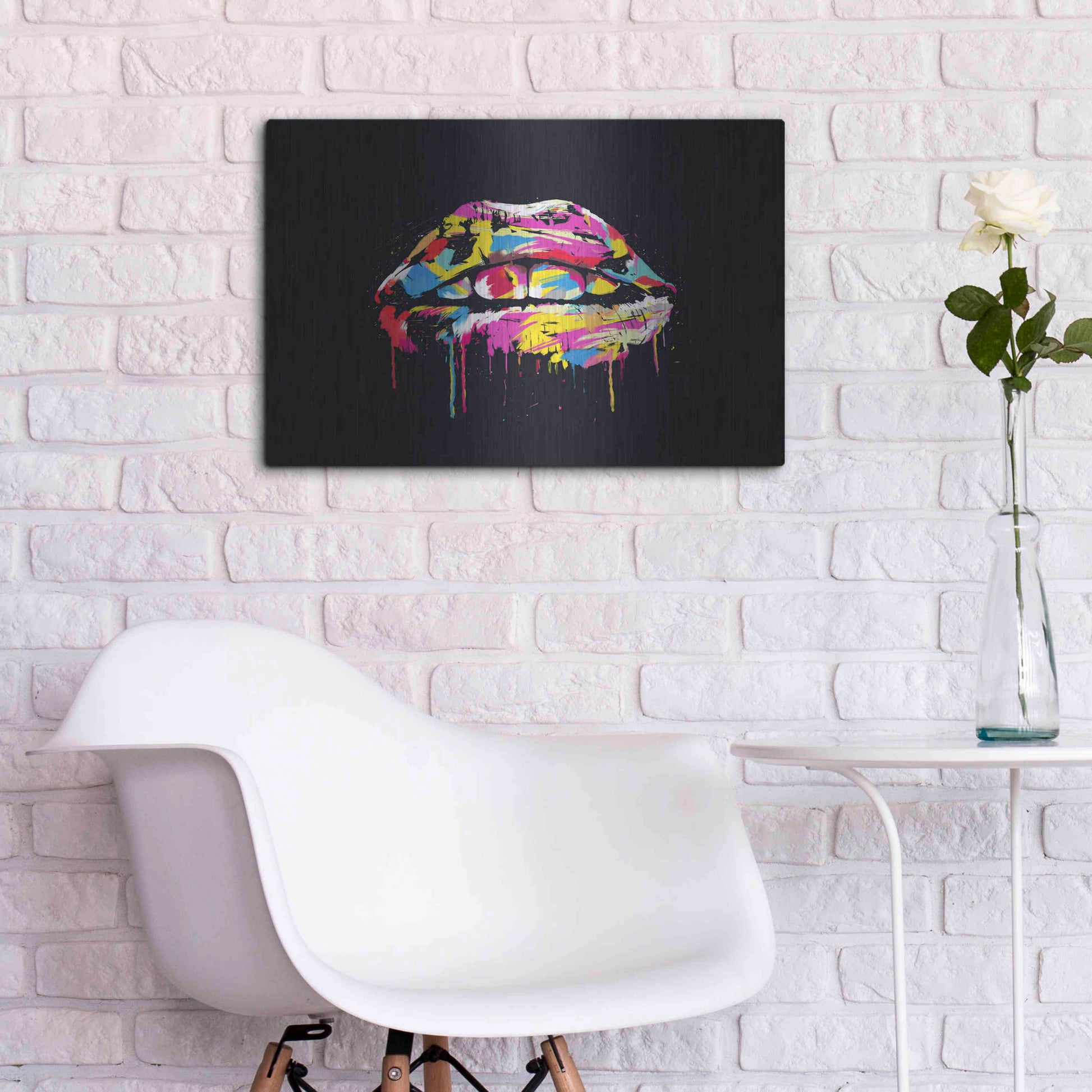 Luxe Metal Art 'Colorful Lips' by Balazs Solti, Metal Wall Art,24x16