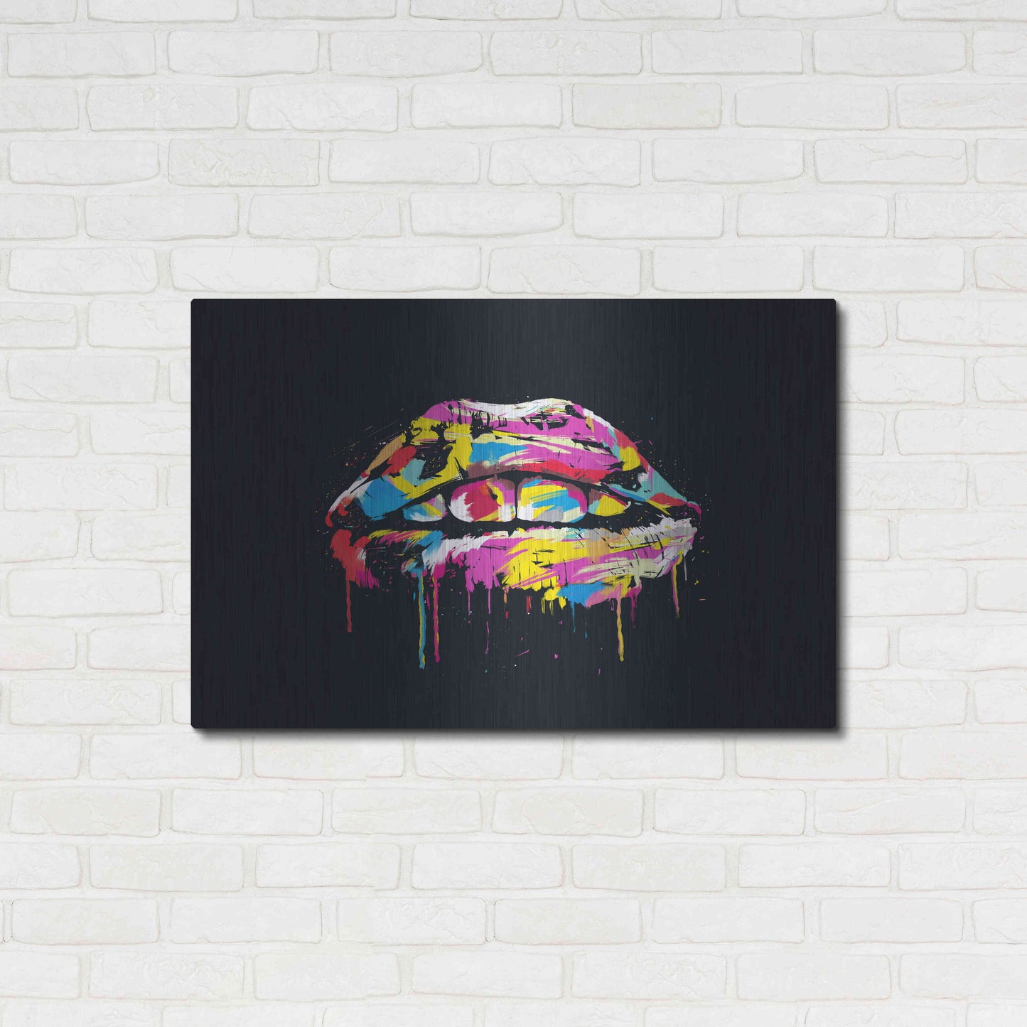 Luxe Metal Art 'Colorful Lips' by Balazs Solti, Metal Wall Art,36x24