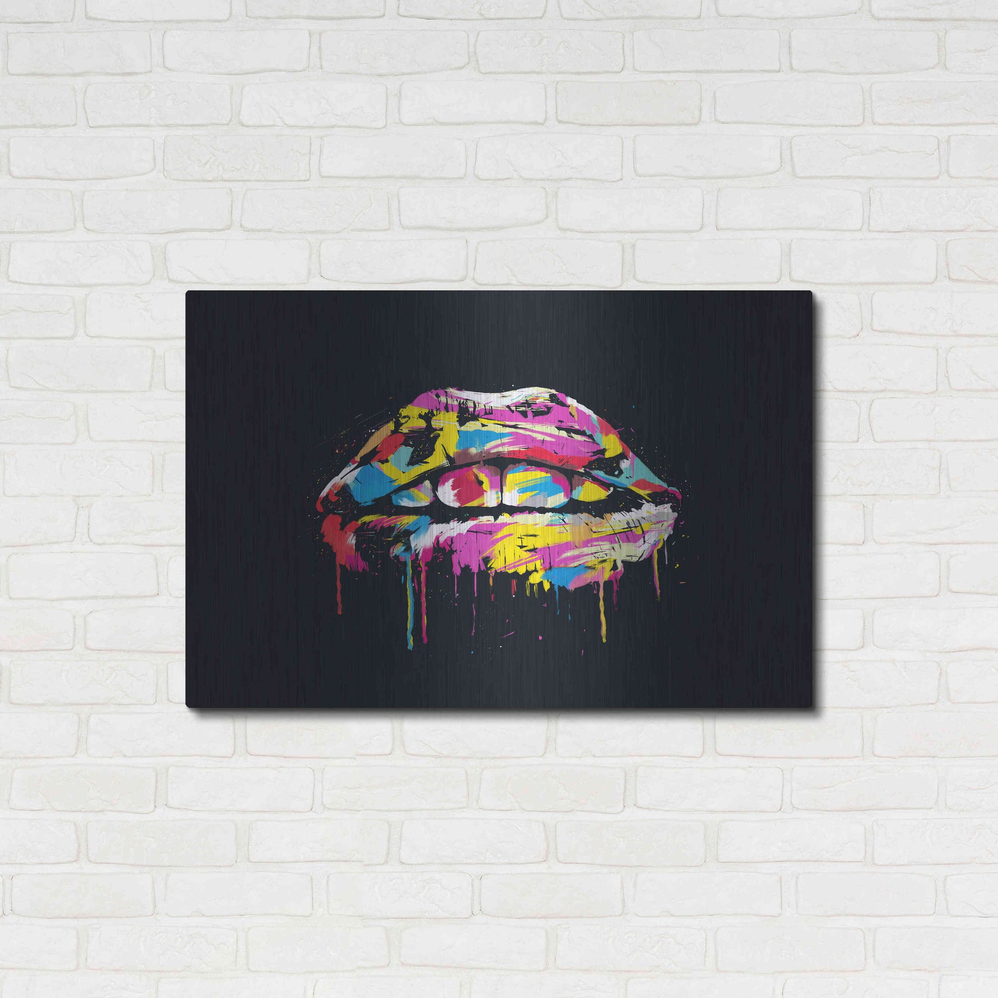 Luxe Metal Art 'Colorful Lips' by Balazs Solti, Metal Wall Art,36x24