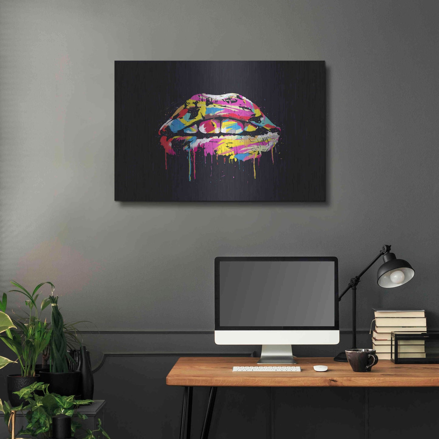 Luxe Metal Art 'Colorful Lips' by Balazs Solti, Metal Wall Art,36x24