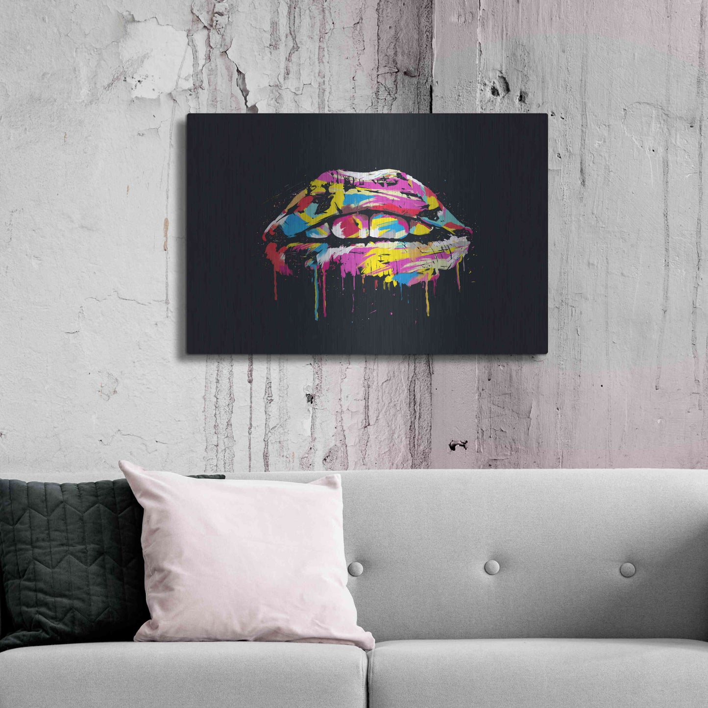 Luxe Metal Art 'Colorful Lips' by Balazs Solti, Metal Wall Art,36x24