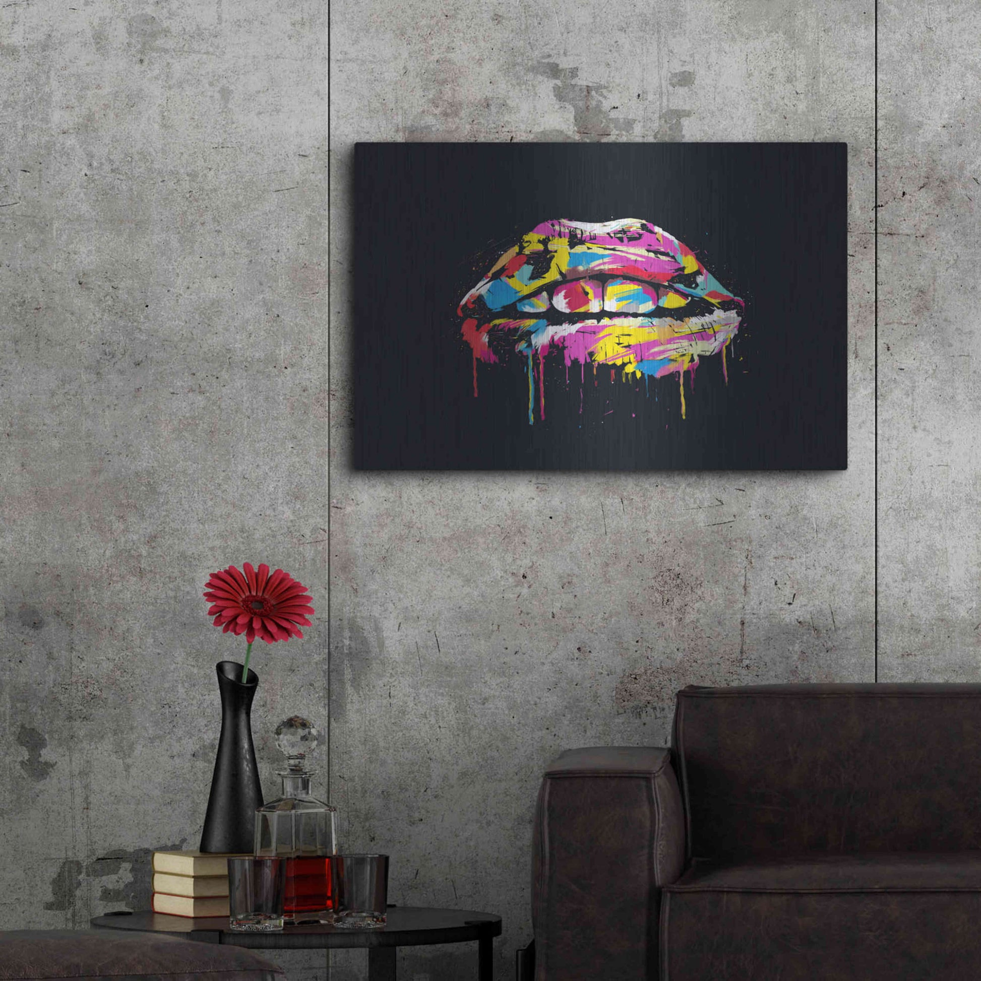 Luxe Metal Art 'Colorful Lips' by Balazs Solti, Metal Wall Art,36x24