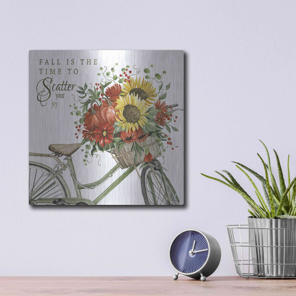 'Fall Is The Time To Scatter Your Joy' by Cindy Jacobs – Metal Wall Art, 12x12 room view