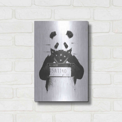 Luxe Metal Art 'Bad Panda' by Balazs Solti, Metal Wall Art,12x16