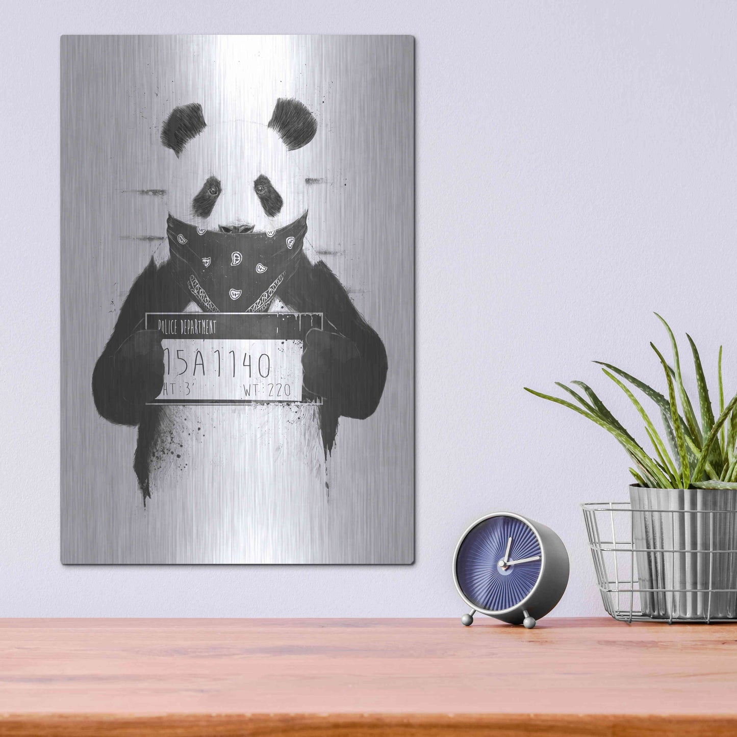 Luxe Metal Art 'Bad Panda' by Balazs Solti, Metal Wall Art,12x16